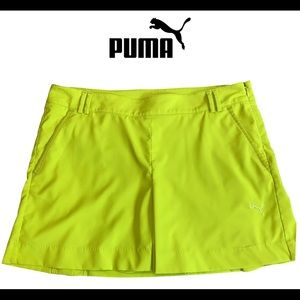 Puma Golf tennis Skort Skirt Neon highlighter yellow Chartreuse Front Pleat XL